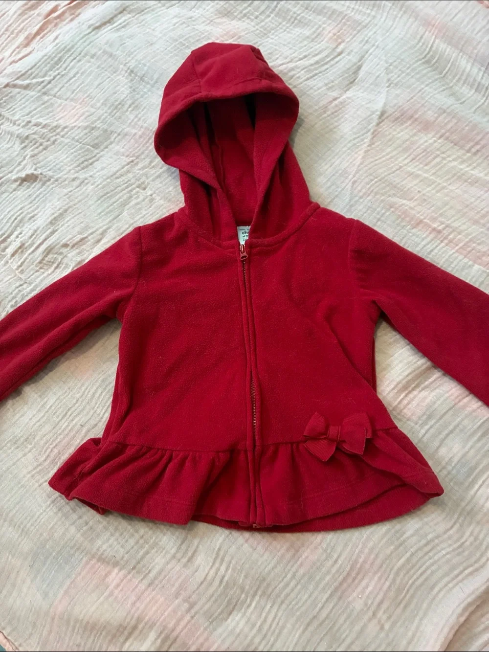 Carter's Red Girls' Hooded Zip Jacket with Ruffle Hem